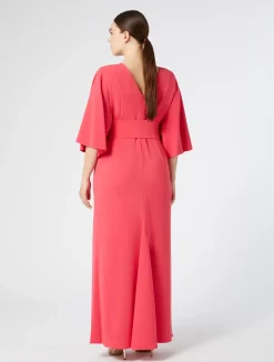 Sale Marina Rinaldi Long cady dress with embroidery GERANIUM