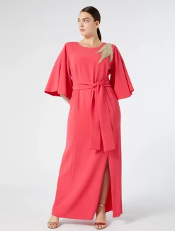 Sale Marina Rinaldi Long cady dress with embroidery GERANIUM
