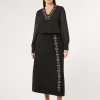 Online Marina Rinaldi Long cady skirt with rhinestones BLACK