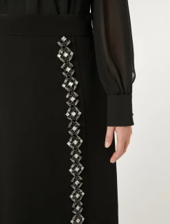 Online Marina Rinaldi Long cady skirt with rhinestones BLACK