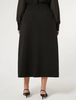 Online Marina Rinaldi Long cady skirt with rhinestones BLACK