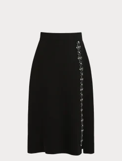 Online Marina Rinaldi Long cady skirt with rhinestones BLACK