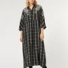 New Marina Rinaldi Long checked dress with embroidery BLACK