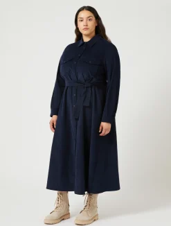 New Marina Rinaldi Long corduroy dress NAVY