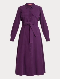 Clearance Marina Rinaldi Long corduroy dress PLUM