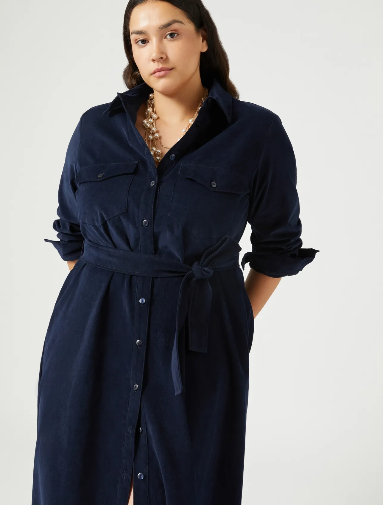 New Marina Rinaldi Long corduroy dress NAVY