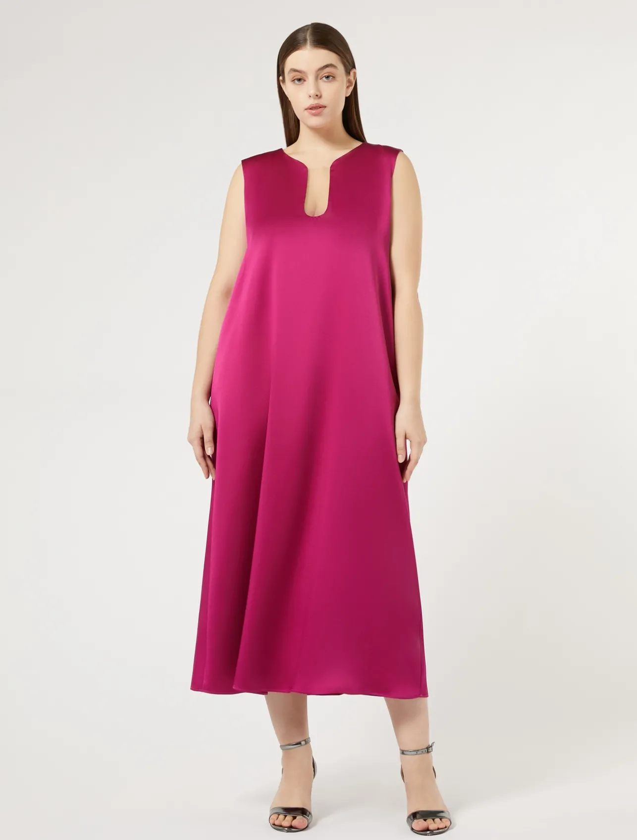 Clearance Marina Rinaldi Long crepe envers satin dress RASPBERRY