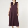 Discount Marina Rinaldi Long crepe envers satin dress BORDEAUX