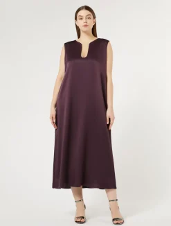 Discount Marina Rinaldi Long crepe envers satin dress BORDEAUX