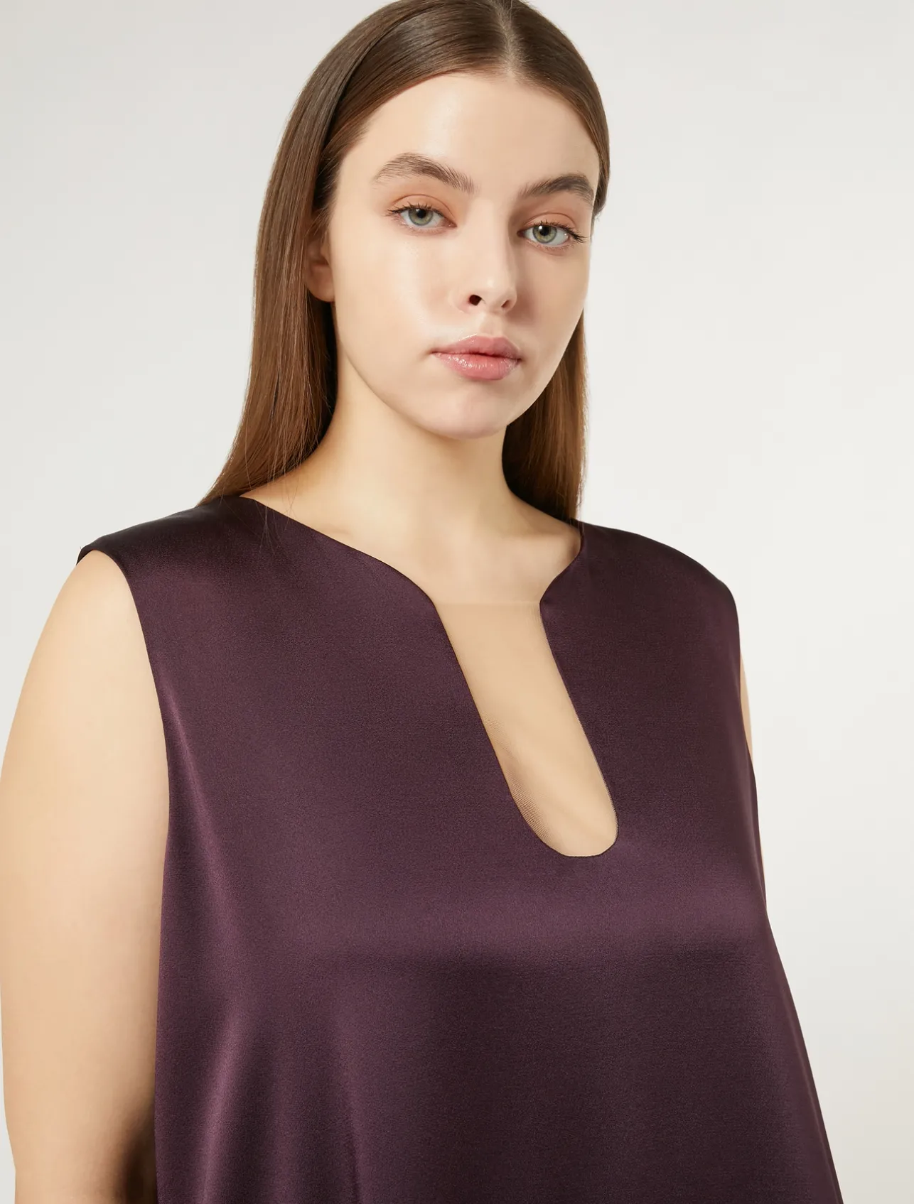 Discount Marina Rinaldi Long crepe envers satin dress BORDEAUX