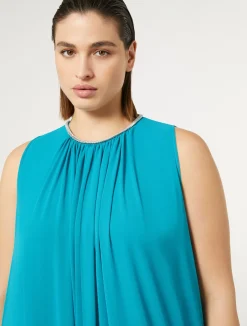 Outlet Marina Rinaldi Long crepe georgette dress TURQUOISE