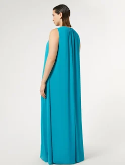 Outlet Marina Rinaldi Long crepe georgette dress TURQUOISE