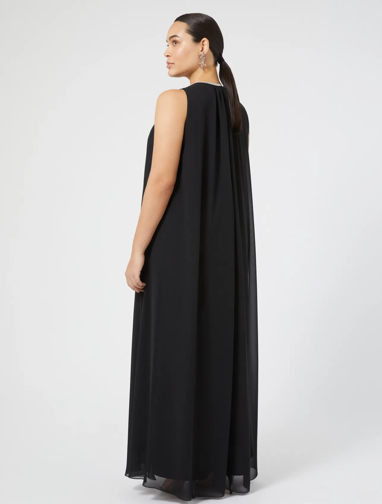 Clearance Marina Rinaldi Long crepe georgette dress BLACK
