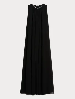 Clearance Marina Rinaldi Long crepe georgette dress BLACK