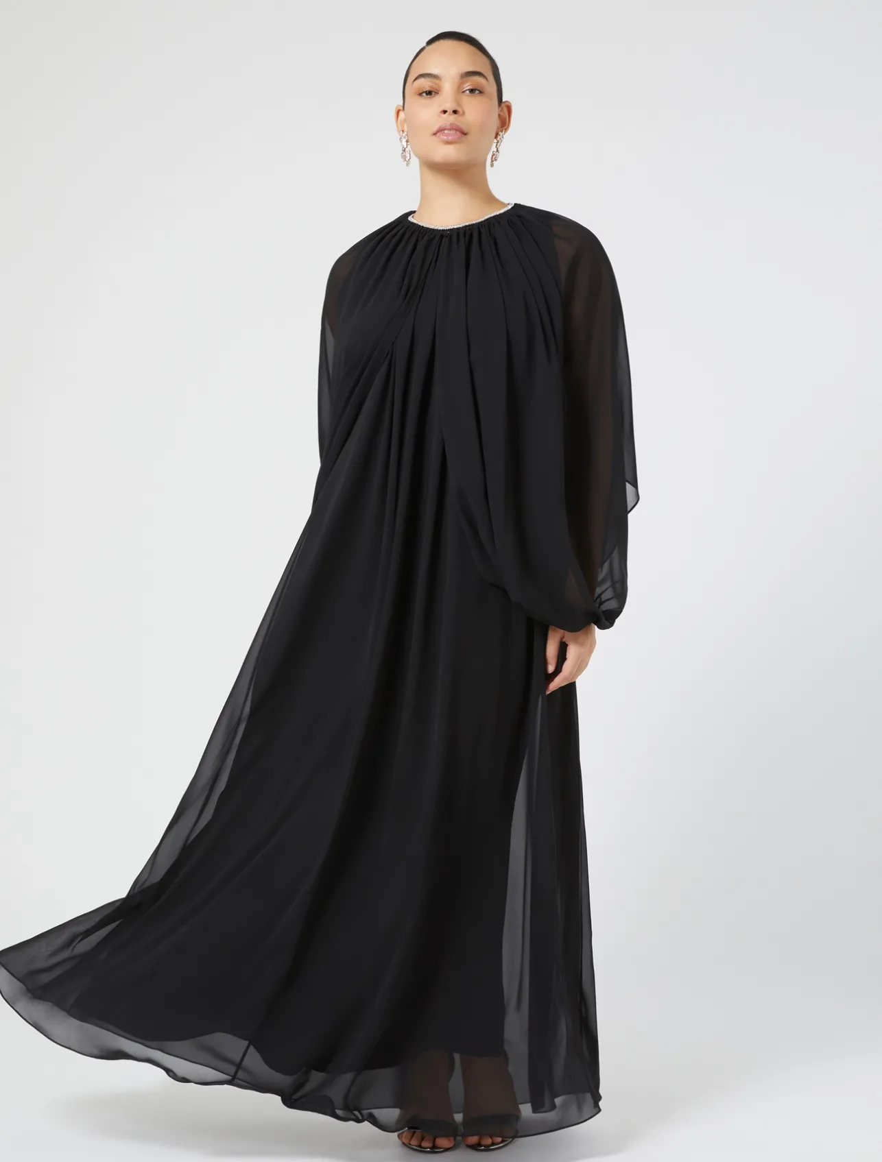 Clearance Marina Rinaldi Long crepe georgette dress BLACK