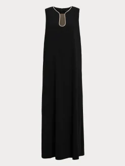Sale Marina Rinaldi Long dress in cady with rhinestones BLACK