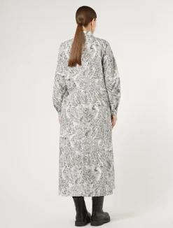 Outlet Marina Rinaldi Long dress in printed poplin OPTICALWHITE