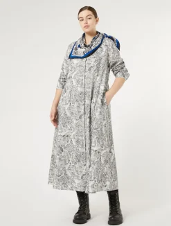 Outlet Marina Rinaldi Long dress in printed poplin OPTICALWHITE