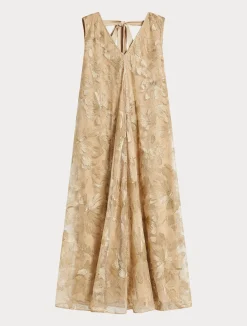 Fashion Marina Rinaldi Long embroidered tulle dress LIGHTGOLD