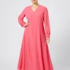 Clearance Marina Rinaldi Long georgette crêpe dress RED