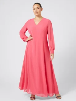 Clearance Marina Rinaldi Long georgette crêpe dress RED