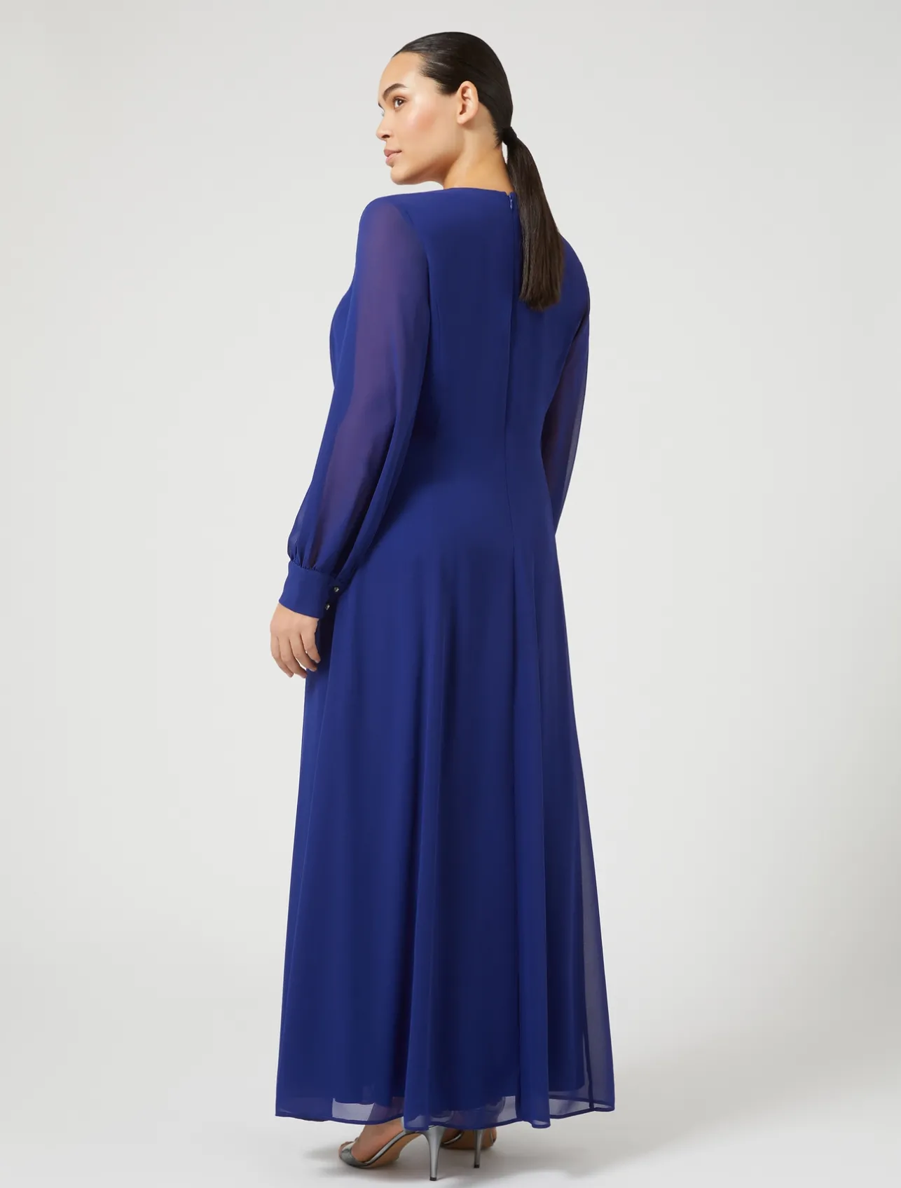 Outlet Marina Rinaldi Long georgette crêpe dress CORNFLOWERBLUE