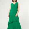 Fashion Marina Rinaldi Long georgette dress GREEN