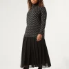 Fashion Marina Rinaldi Long georgette skirt BLACK