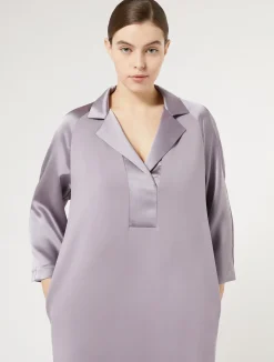 Outlet Marina Rinaldi Long jersey and satin dress WISTERIA