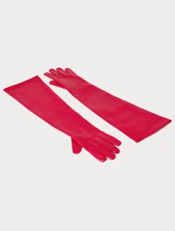 Fashion Marina Rinaldi Long Nappa leather gloves FUCHSIA