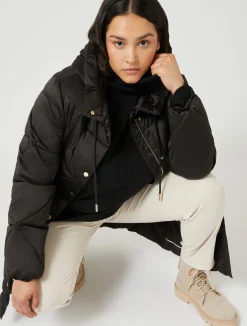 Hot Marina Rinaldi Long padded jacket in water-repellent satin BLACK