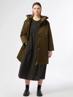 Fashion Marina Rinaldi Long padded twill parka OLIVEGREEN