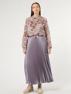 Hot Marina Rinaldi Long pleated satin skirt LAVENDER