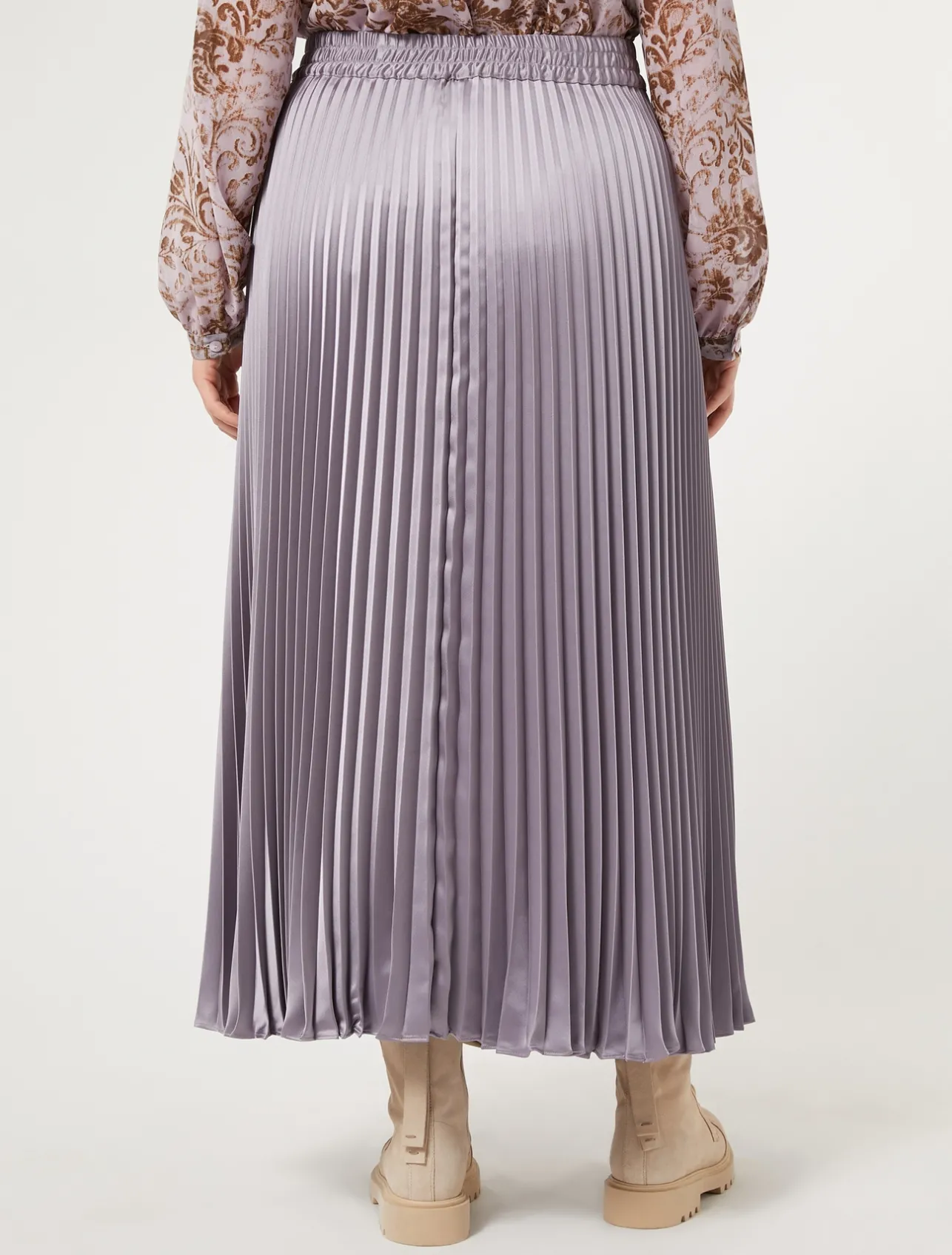 Hot Marina Rinaldi Long pleated satin skirt LAVENDER