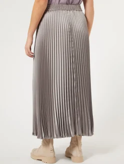 Clearance Marina Rinaldi Long pleated satin skirt TURTLEDOVE