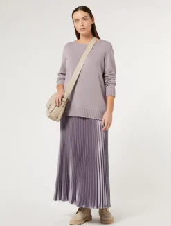 Hot Marina Rinaldi Long pleated satin skirt LAVENDER