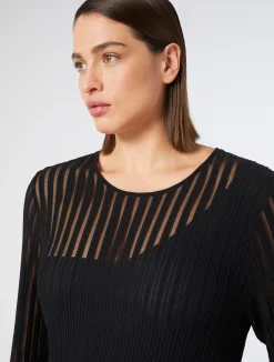 New Marina Rinaldi Long ribbbed viscose dress BLACK