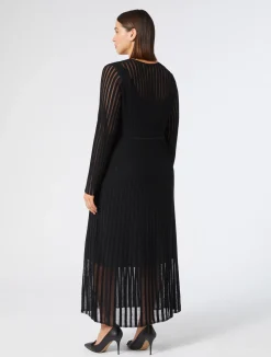 New Marina Rinaldi Long ribbbed viscose dress BLACK