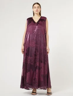 Hot Marina Rinaldi Long satin dress BORDEAUX
