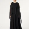 Outlet Marina Rinaldi Long silk georgette dress BLACK