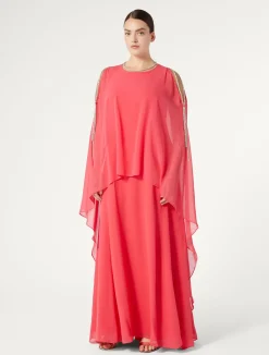 Clearance Marina Rinaldi Long silk georgette dress PINK