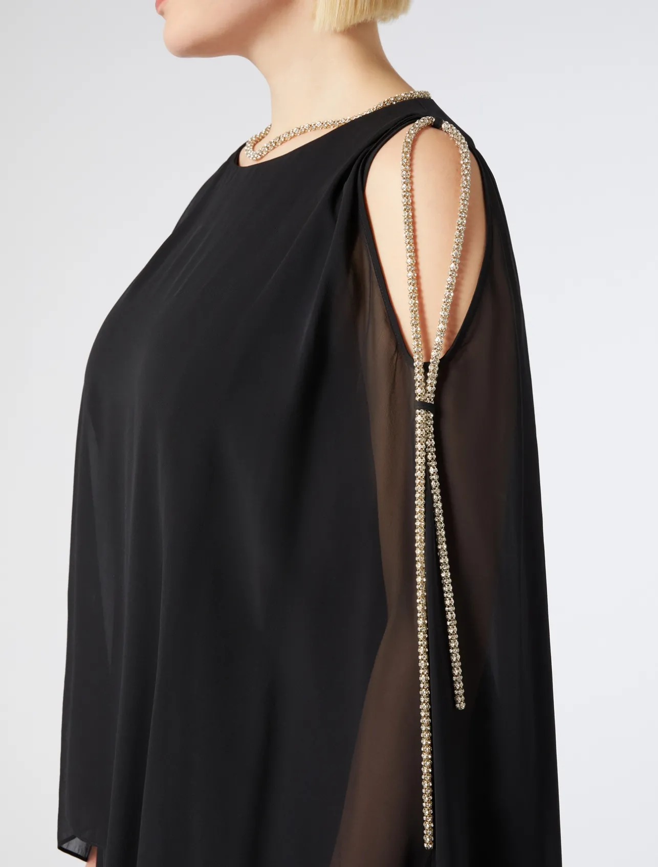 Outlet Marina Rinaldi Long silk georgette dress BLACK