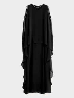Outlet Marina Rinaldi Long silk georgette dress BLACK