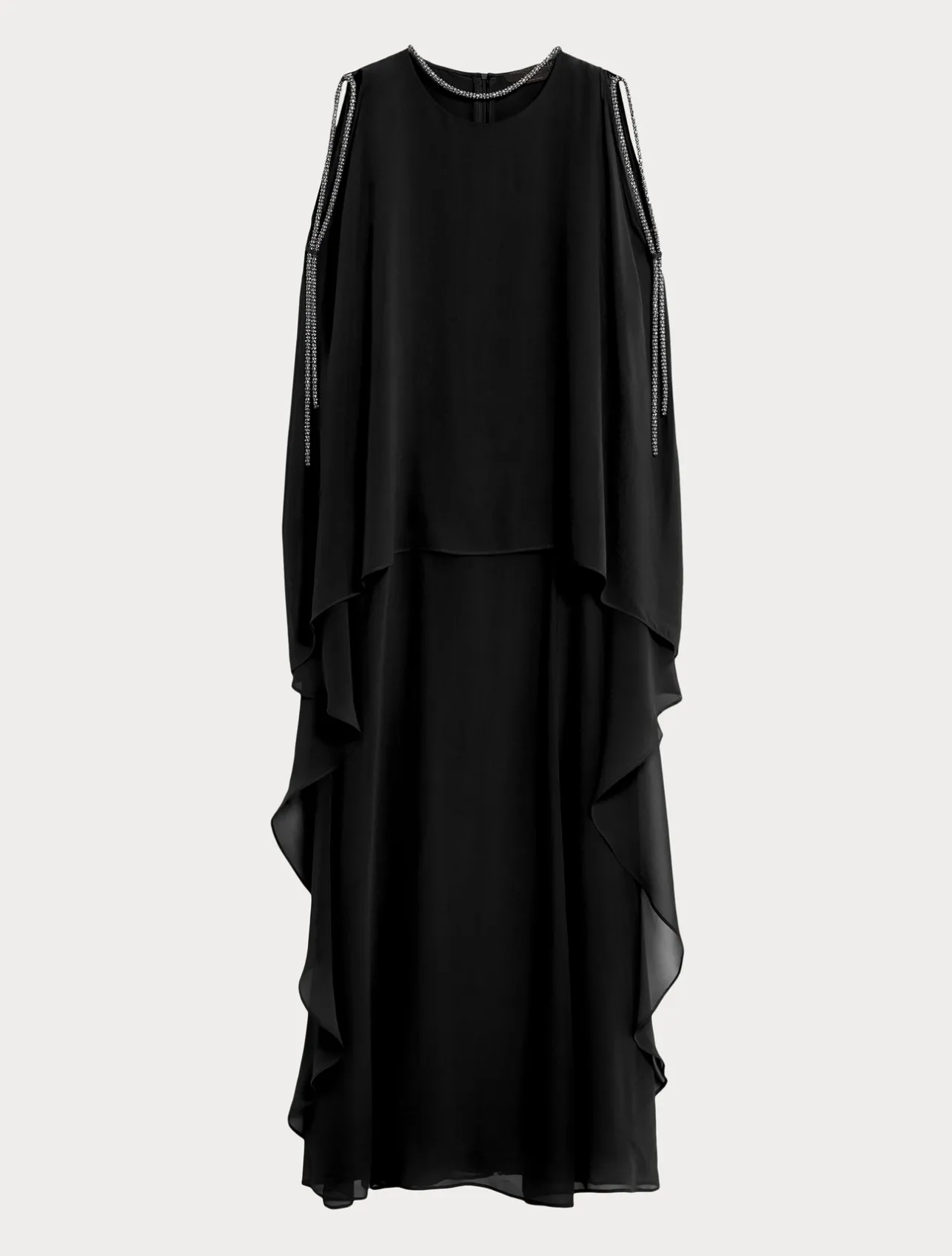Outlet Marina Rinaldi Long silk georgette dress BLACK