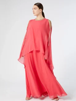 Clearance Marina Rinaldi Long silk georgette dress PINK