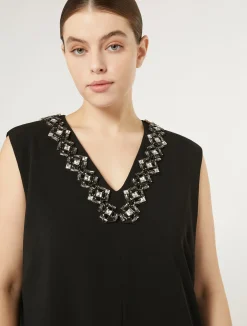 Sale Marina Rinaldi Long triacetate cady dress BLACK