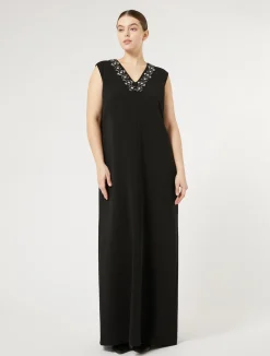 Sale Marina Rinaldi Long triacetate cady dress BLACK