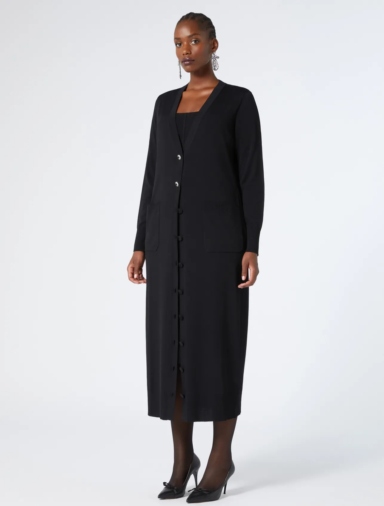 New Marina Rinaldi Long viscose cardigan BLACK