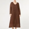 Fashion Marina Rinaldi Long viscose dress CARAMEL