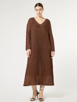 Fashion Marina Rinaldi Long viscose dress CARAMEL